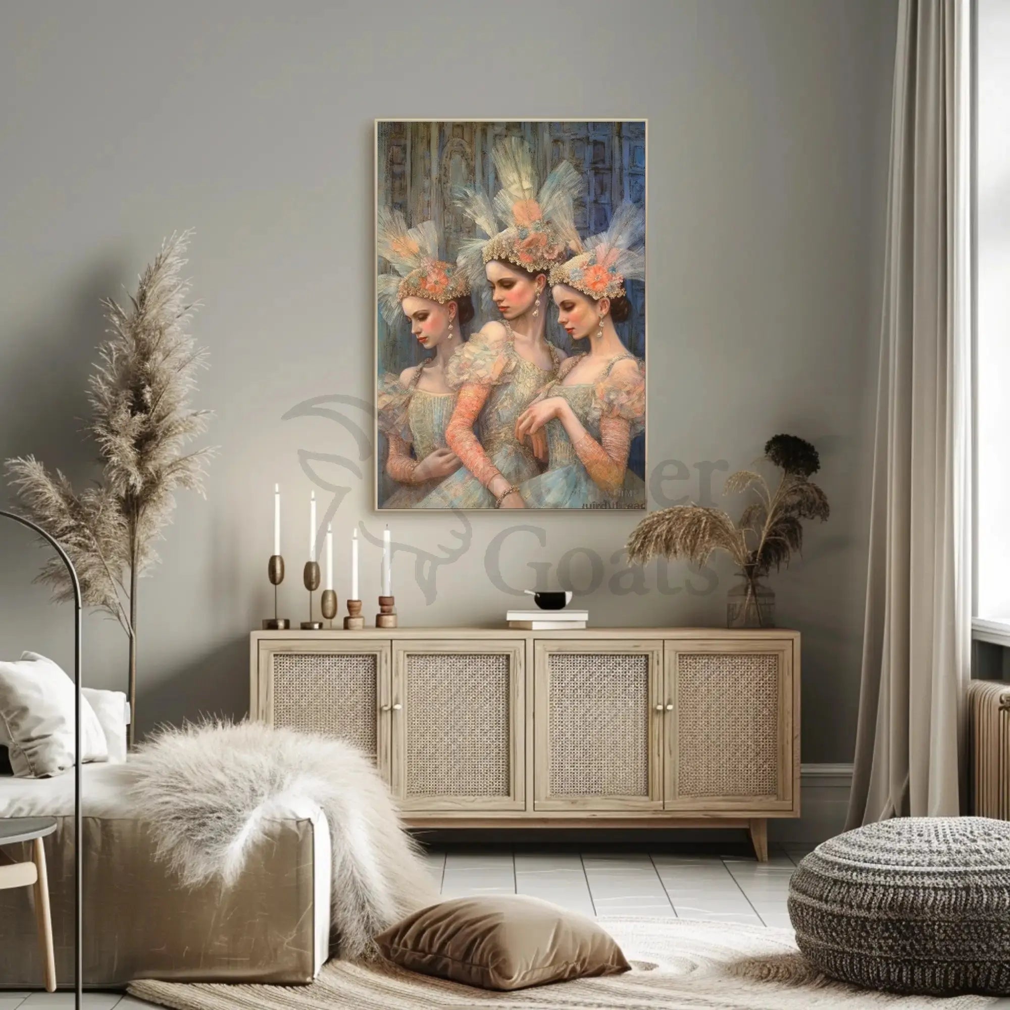 Elegant Historical Women with Elaborate Headdresses Cultural Poster PosterGoat