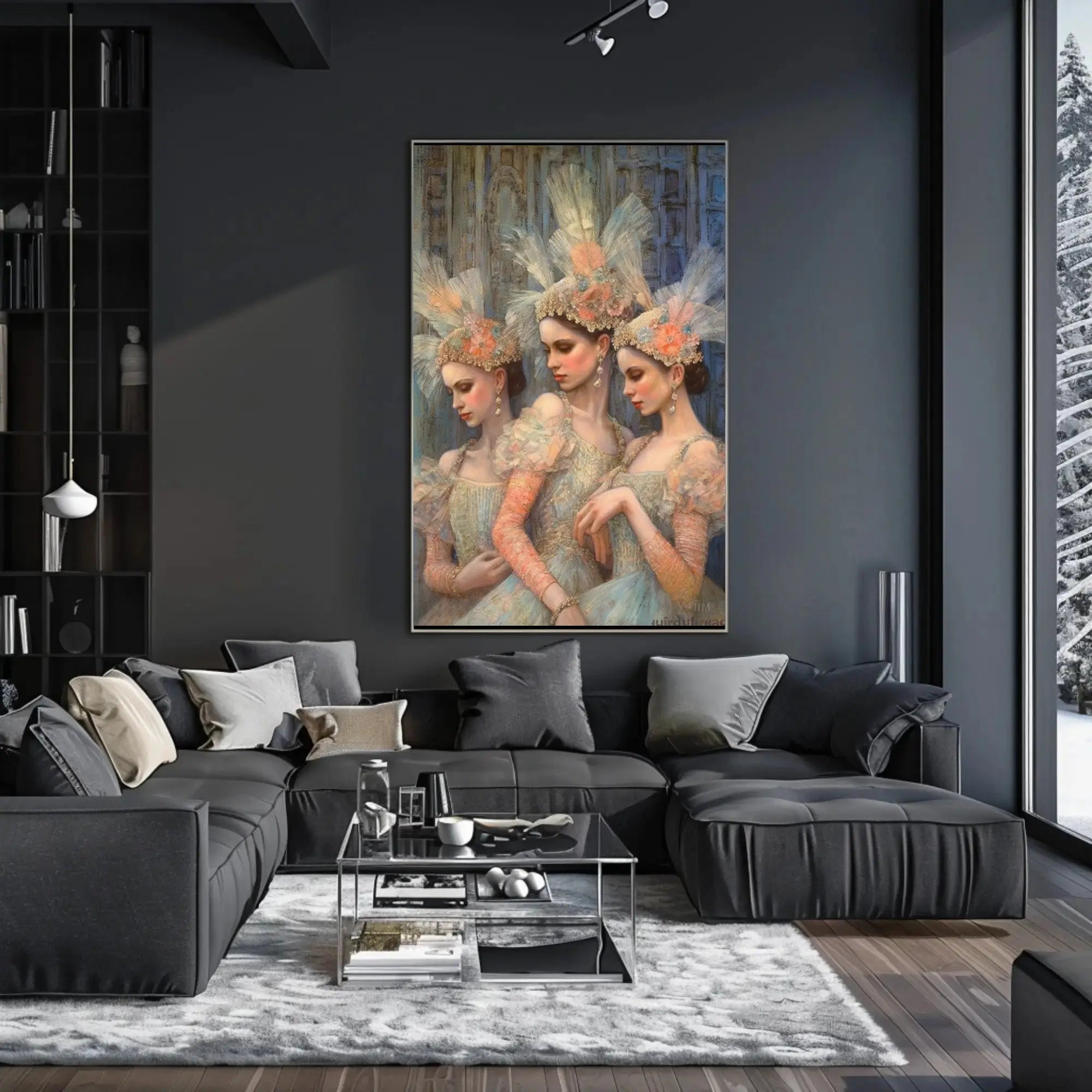 Elegant Historical Women with Elaborate Headdresses Cultural Poster PosterGoat