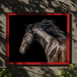 Elegant Horse Head Illustration with Graceful Mane - Animal Poster PosterGoat