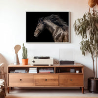Elegant Horse Head Illustration with Graceful Mane - Animal Poster PosterGoat