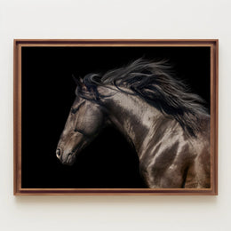 Elegant Horse Head Illustration with Graceful Mane - Animal Poster PosterGoat