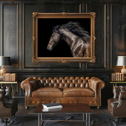 Elegant Horse Head Illustration with Graceful Mane - Animal Poster PosterGoat