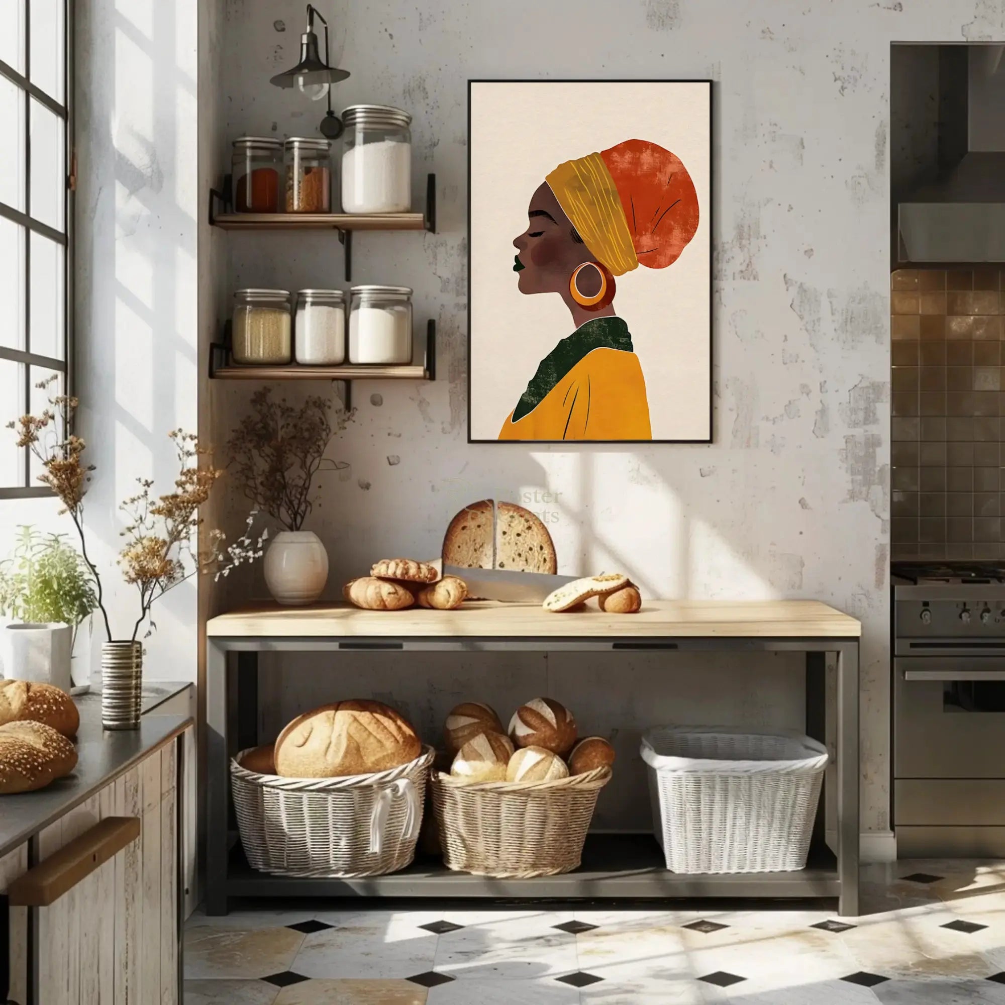 Elegant Line Drawing of Woman Cultural Heritage Poster PosterGoat