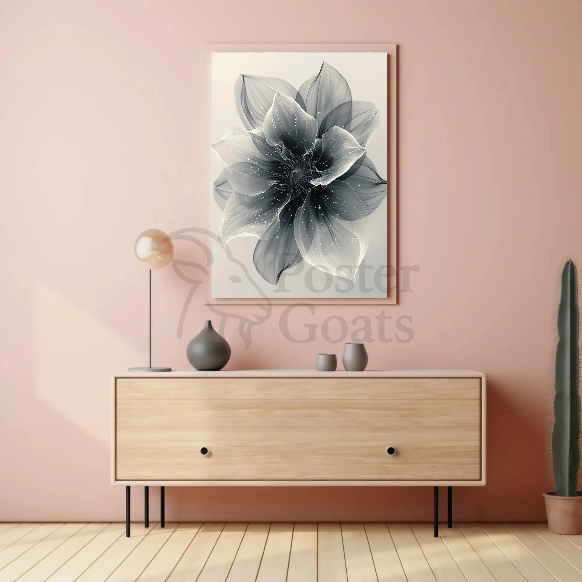 Elegant Monochrome Flower Art Print - Abstract, Artistic Poster PosterGoat