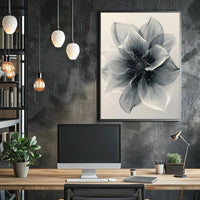 Elegant Monochrome Flower Art Print - Abstract, Artistic Poster PosterGoat