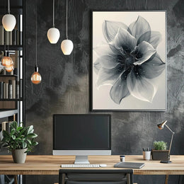 Elegant Monochrome Flower Art Print - Abstract, Artistic Poster PosterGoat