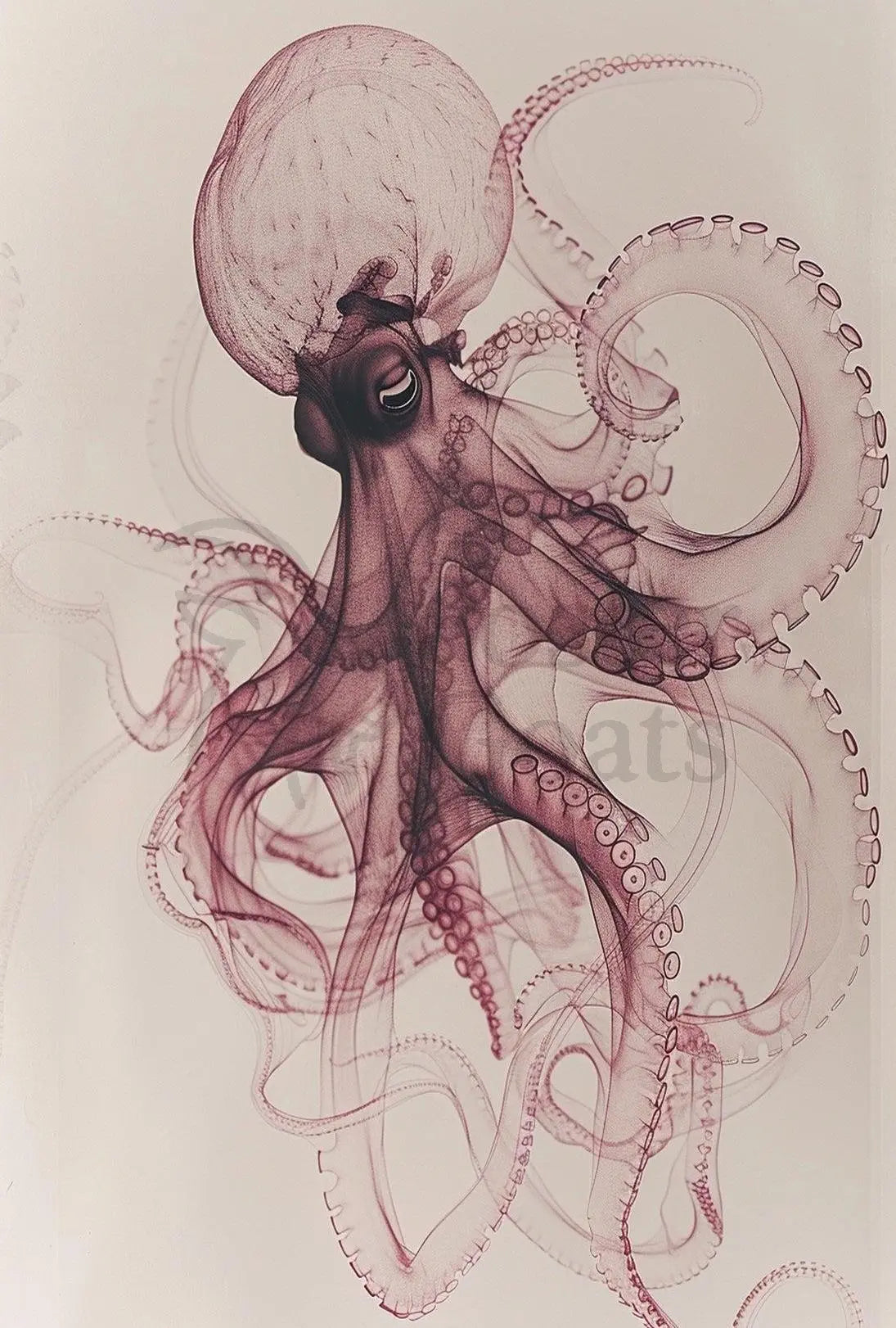 Elegant Octopus Illustration Art Print - Animal Poster PosterGoat