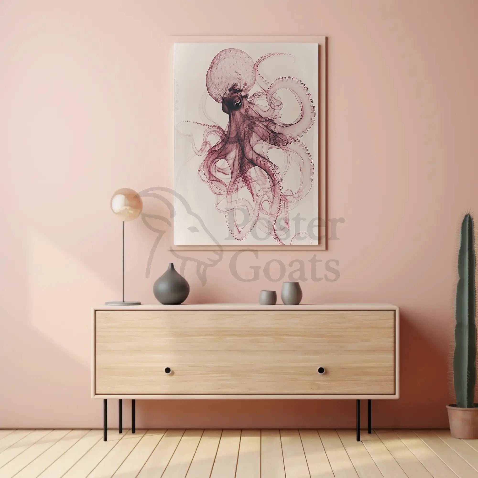 Elegant Octopus Illustration Art Print - Animal Poster PosterGoat