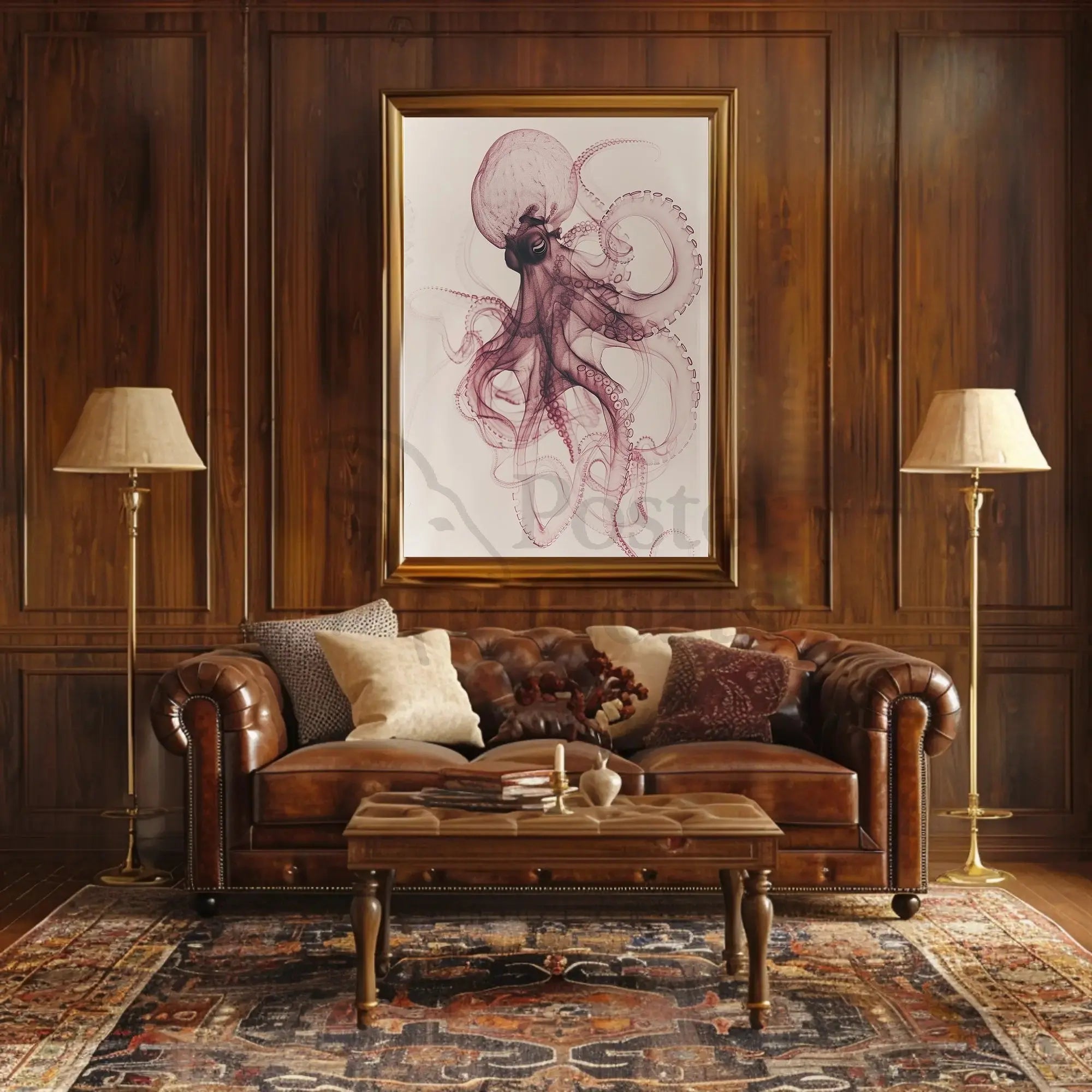 Elegant Octopus Illustration Art Print - Animal Poster PosterGoat