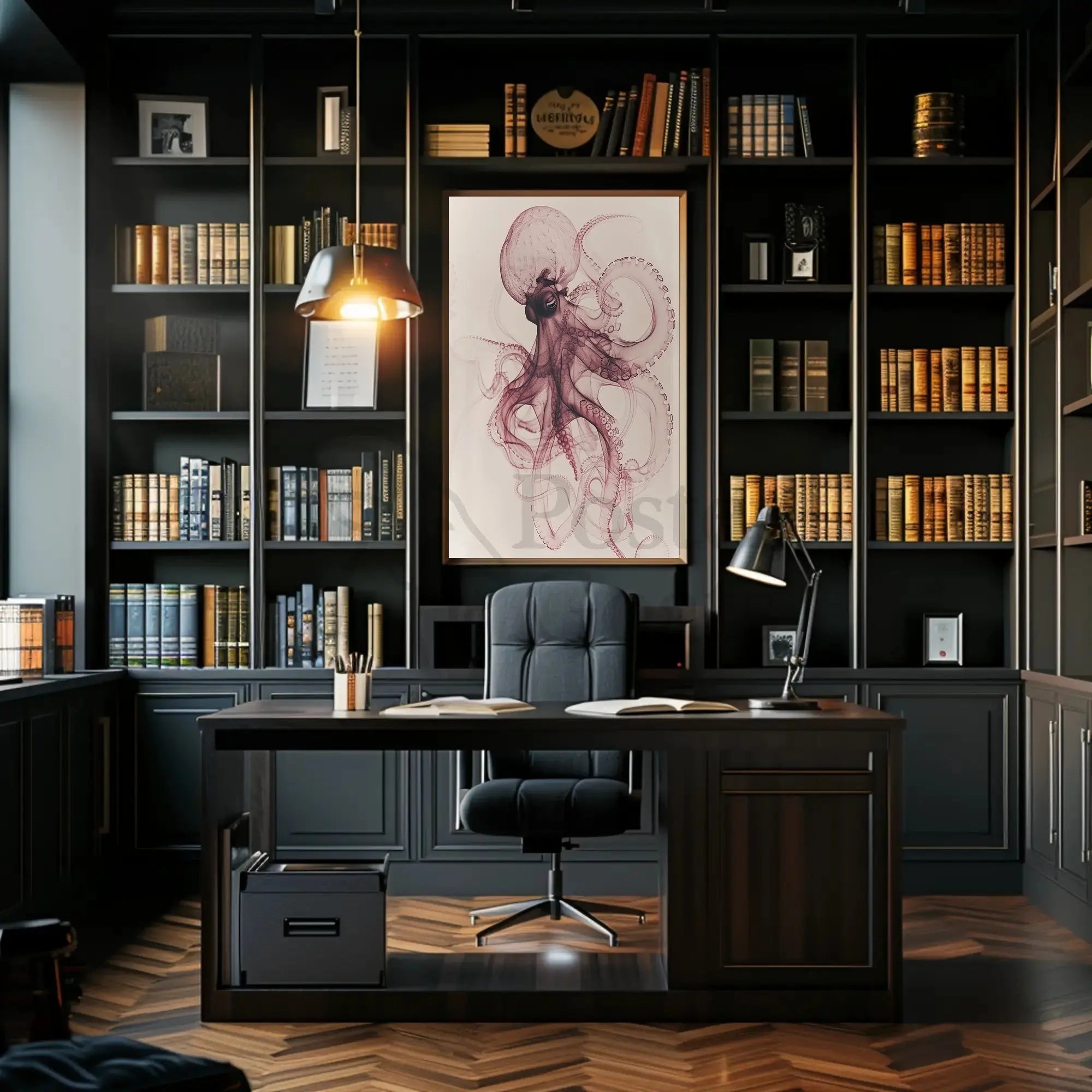 Elegant Octopus Illustration Art Print - Animal Poster PosterGoat