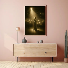 Elegant Performer on Stage Captured in Music Concert Poster PosterGoat