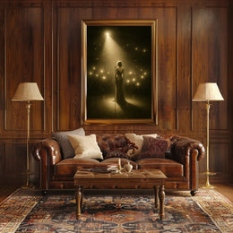 Elegant Performer on Stage Captured in Music Concert Poster PosterGoat