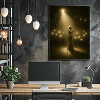 Elegant Performer on Stage Captured in Music Concert Poster PosterGoat
