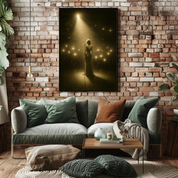 Elegant Performer on Stage Captured in Music Concert Poster PosterGoat