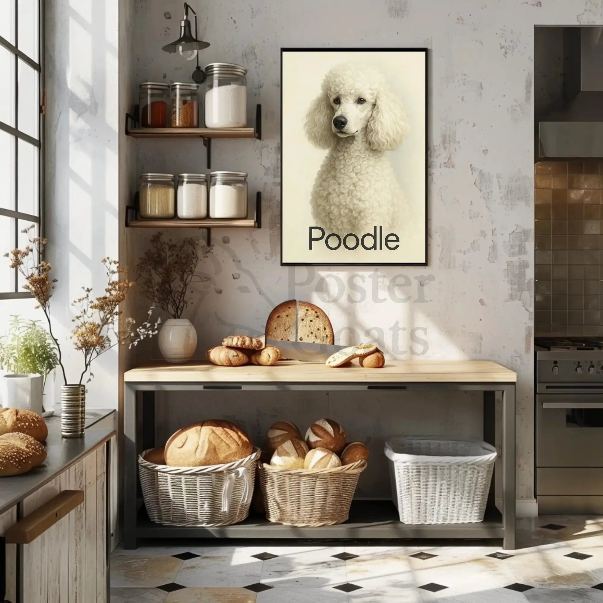 Elegant Poodle Artistry in Minimalist Dog Breed Poster PosterGoat