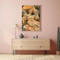 Elegant Reclining Woman in Vintage Dress Artistic Poster PosterGoat