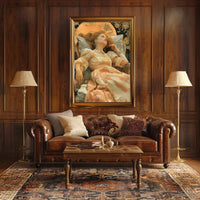 Elegant Reclining Woman in Vintage Dress Artistic Poster PosterGoat