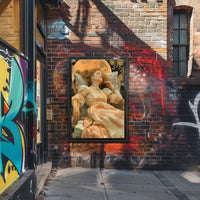 Elegant Reclining Woman in Vintage Dress Artistic Poster PosterGoat