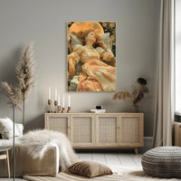 Elegant Reclining Woman in Vintage Dress Artistic Poster PosterGoat