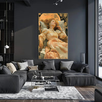 Elegant Reclining Woman in Vintage Dress Artistic Poster PosterGoat