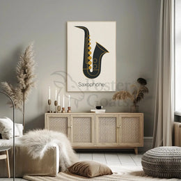 Elegant Saxophone Minimalist Design Artistic or Pop Culture Poster PosterGoat