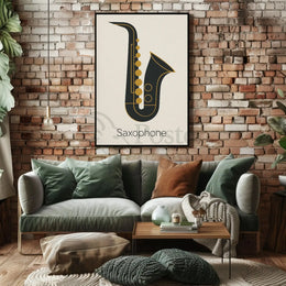 Elegant Saxophone Minimalist Design Artistic or Pop Culture Poster PosterGoat
