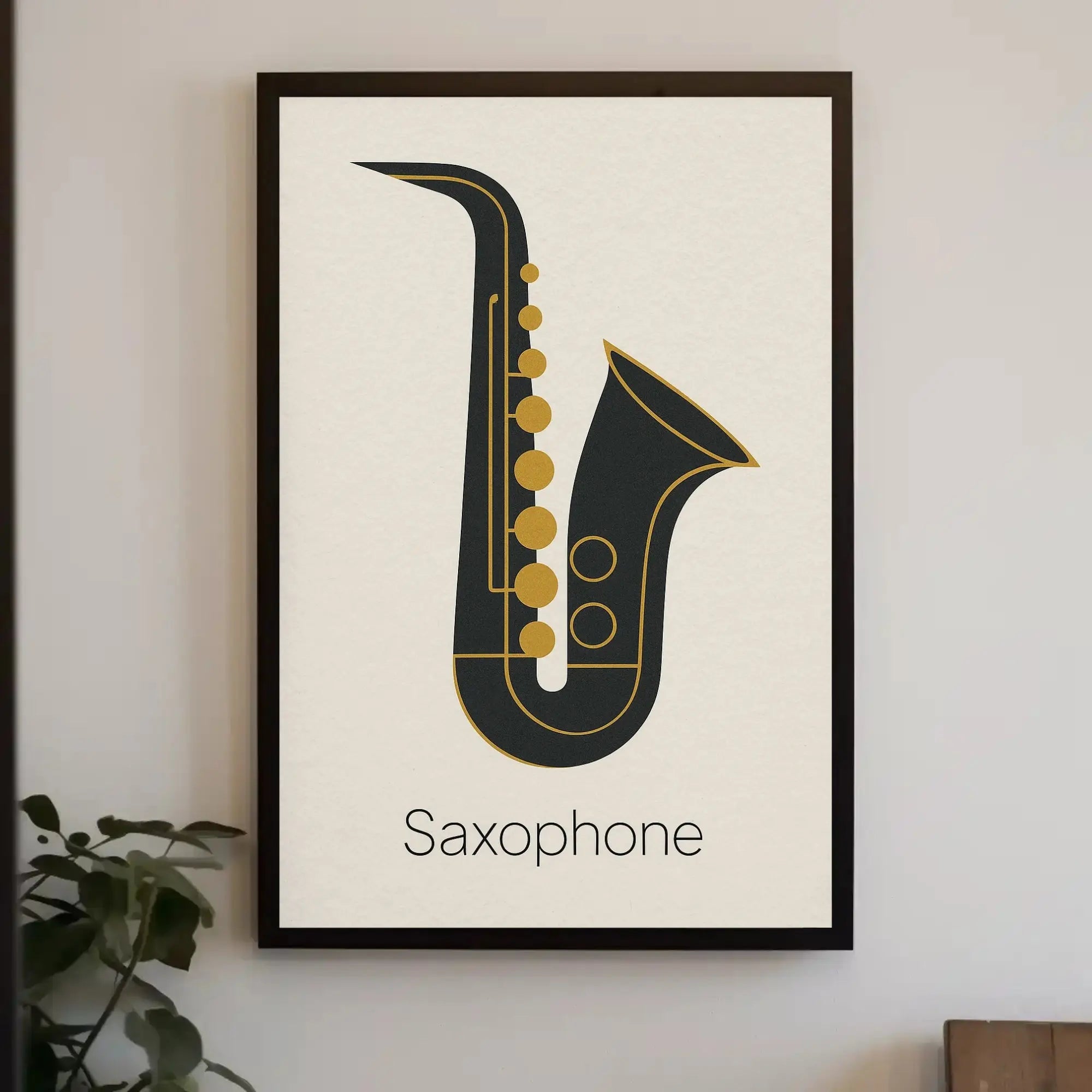 Elegant Saxophone Minimalist Design Artistic or Pop Culture Poster PosterGoat