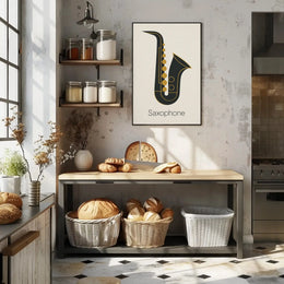 Elegant Saxophone Minimalist Design Artistic or Pop Culture Poster PosterGoat