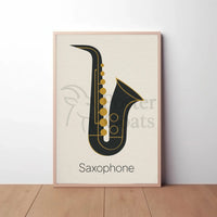 Elegant Saxophone Minimalist Design Artistic or Pop Culture Poster PosterGoat