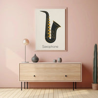 Elegant Saxophone Minimalist Design Artistic or Pop Culture Poster PosterGoat