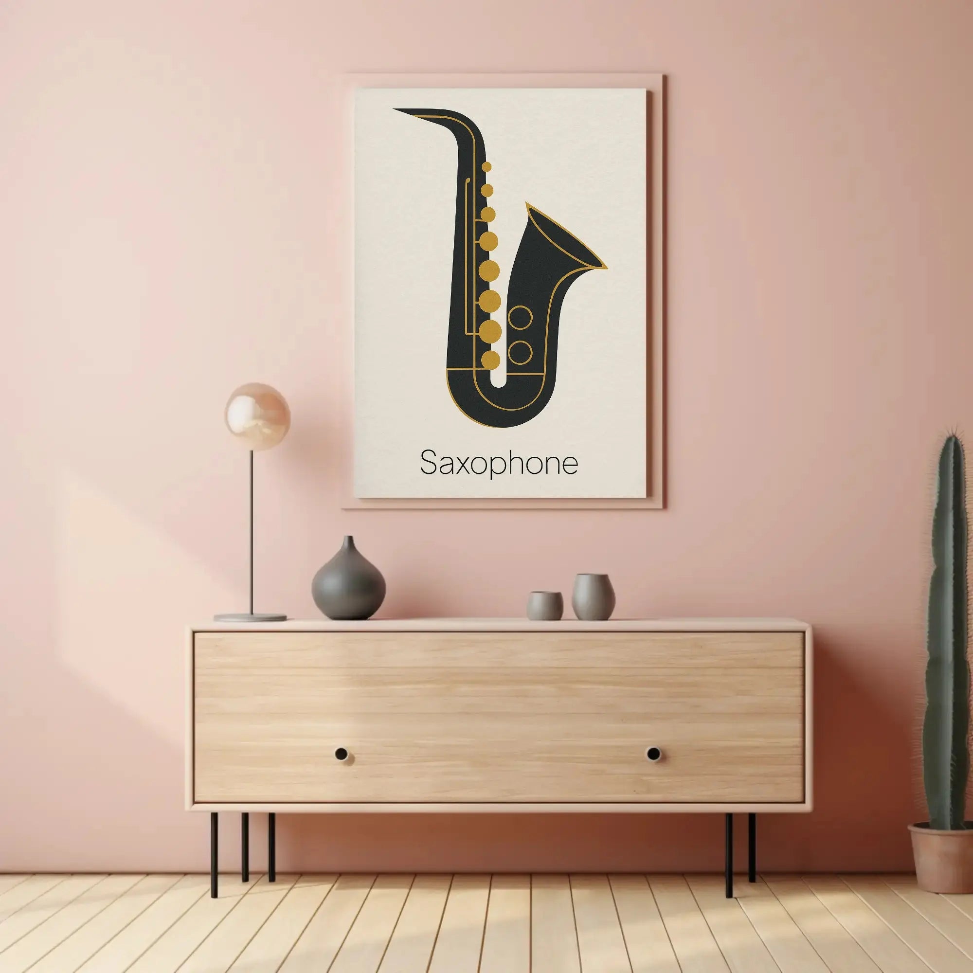 Elegant Saxophone Minimalist Design Artistic or Pop Culture Poster PosterGoat