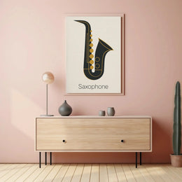 Elegant Saxophone Minimalist Design Artistic or Pop Culture Poster PosterGoat
