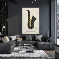 Elegant Saxophone Minimalist Design Artistic or Pop Culture Poster PosterGoat