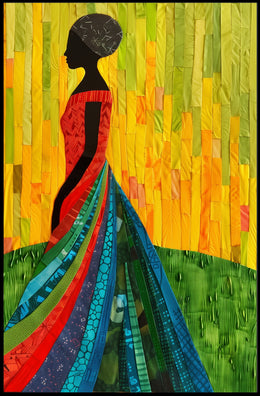 Elegant Silhouette in Vibrant Dress Art Poster PosterGoat