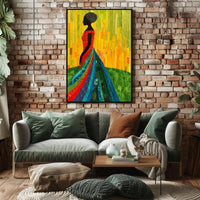 Elegant Silhouette in Vibrant Dress Art Poster PosterGoat