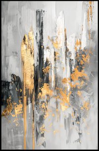 Elegant Urban Skyline with Gold Accents Abstract or Artistic Poster PosterGoat