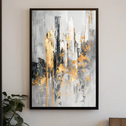 Elegant Urban Skyline with Gold Accents Abstract or Artistic Poster PosterGoat