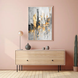 Elegant Urban Skyline with Gold Accents Abstract or Artistic Poster PosterGoat