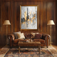 Elegant Urban Skyline with Gold Accents Abstract or Artistic Poster PosterGoat