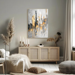 Elegant Urban Skyline with Gold Accents Abstract or Artistic Poster PosterGoat