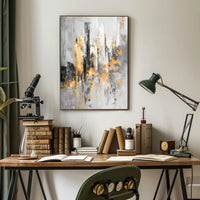 Elegant Urban Skyline with Gold Accents Abstract or Artistic Poster PosterGoat