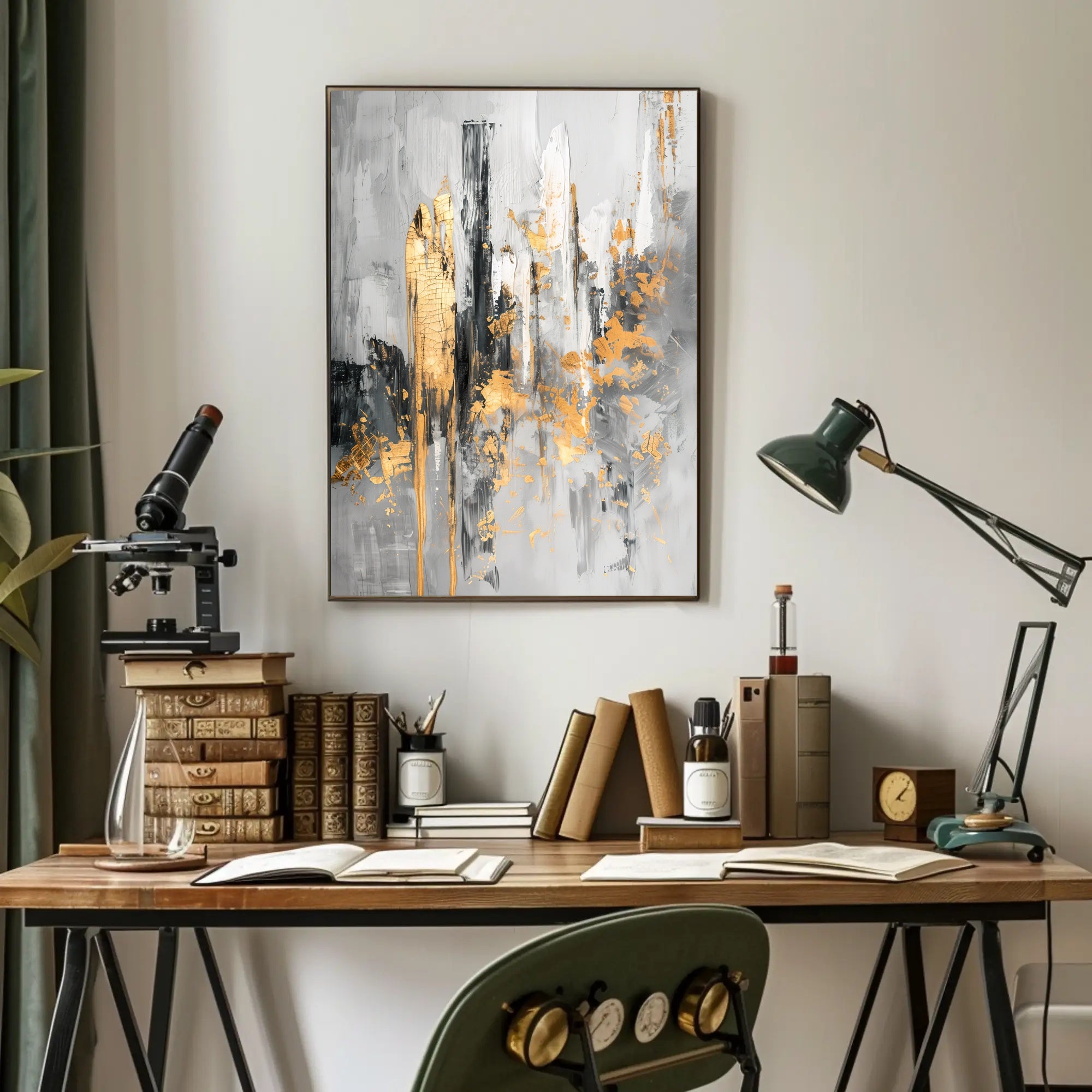 Elegant Urban Skyline with Gold Accents Abstract or Artistic Poster PosterGoat