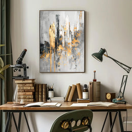 Elegant Urban Skyline with Gold Accents Abstract or Artistic Poster PosterGoat