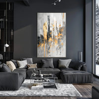 Elegant Urban Skyline with Gold Accents Abstract or Artistic Poster PosterGoat
