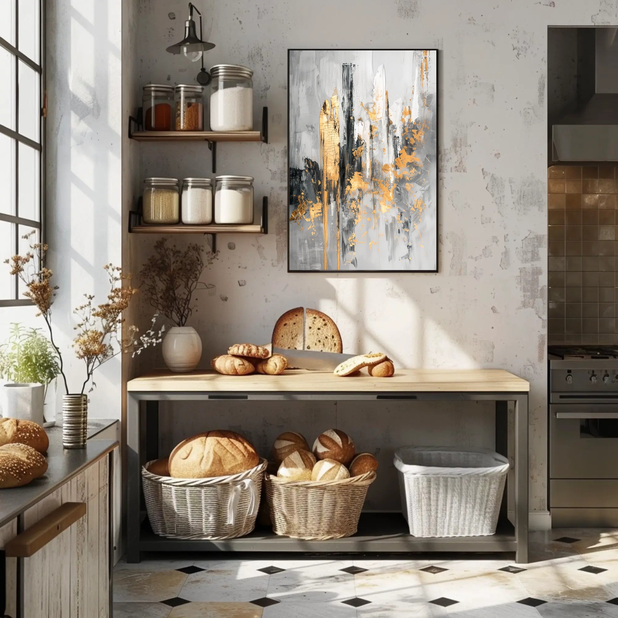 Elegant Urban Skyline with Gold Accents Abstract or Artistic Poster PosterGoat
