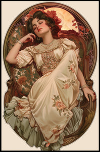 Elegant Vintage Woman in Art Nouveau Artistic Poster PosterGoat