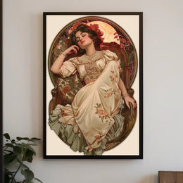Elegant Vintage Woman in Art Nouveau Artistic Poster PosterGoat