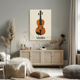 Elegant Violin Minimalist Art Poster PosterGoat