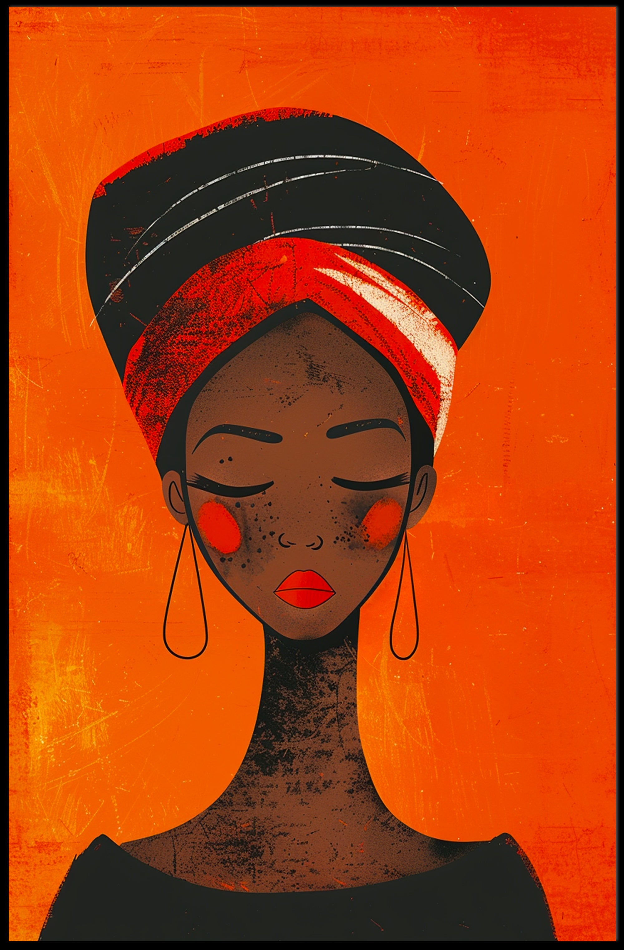 Elegant Woman in Vibrant Headwrap Artistic Poster PosterGoat
