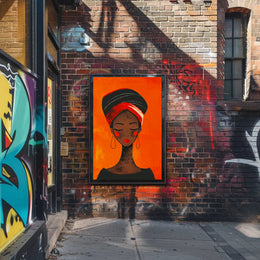 Elegant Woman in Vibrant Headwrap Artistic Poster PosterGoat